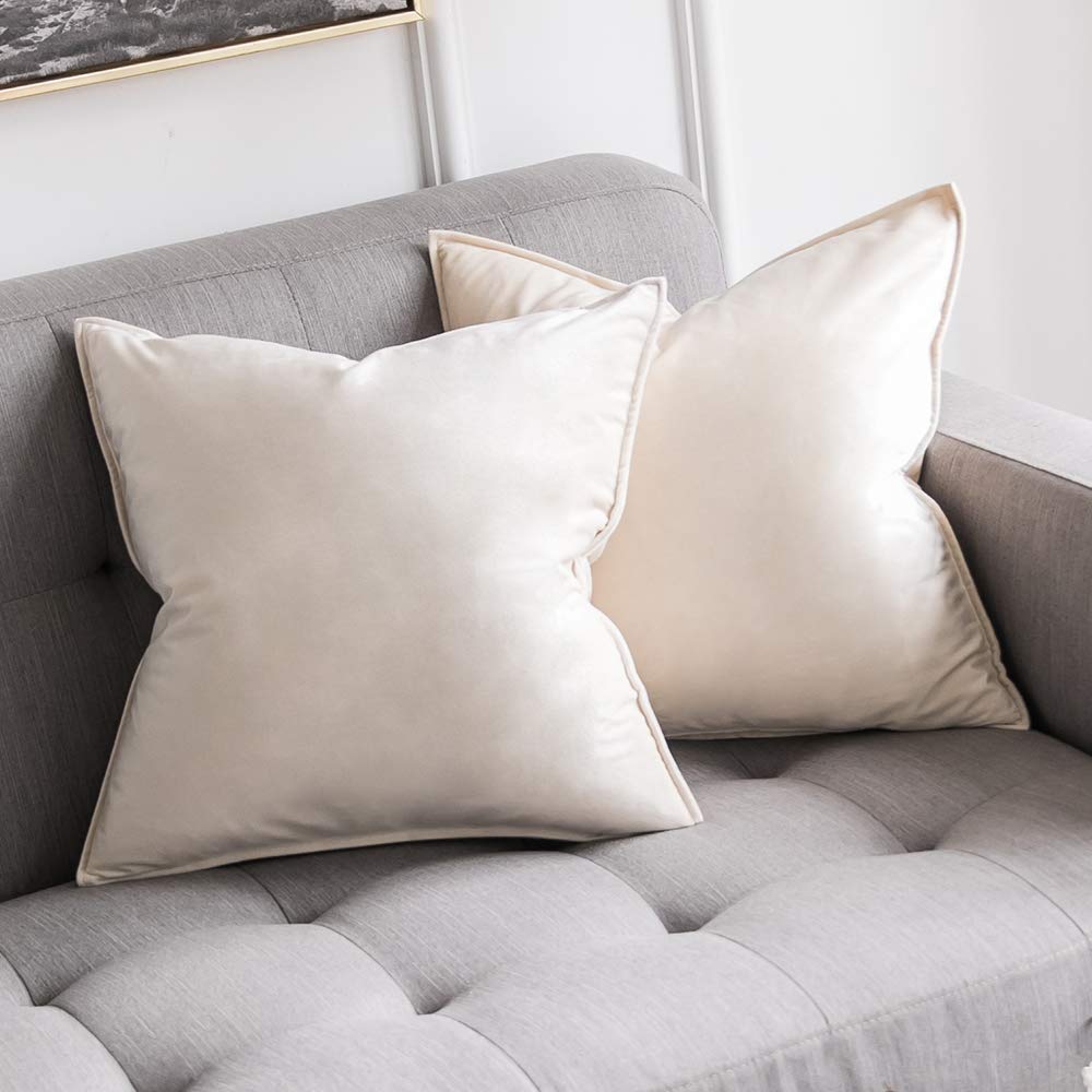Miulee Pack Of 2Decorative Velvet Throw Pillow Cover Soft Pillowcase Solid Square Cushion Case For Sofa Bedroom Car 20X20 Inch 5