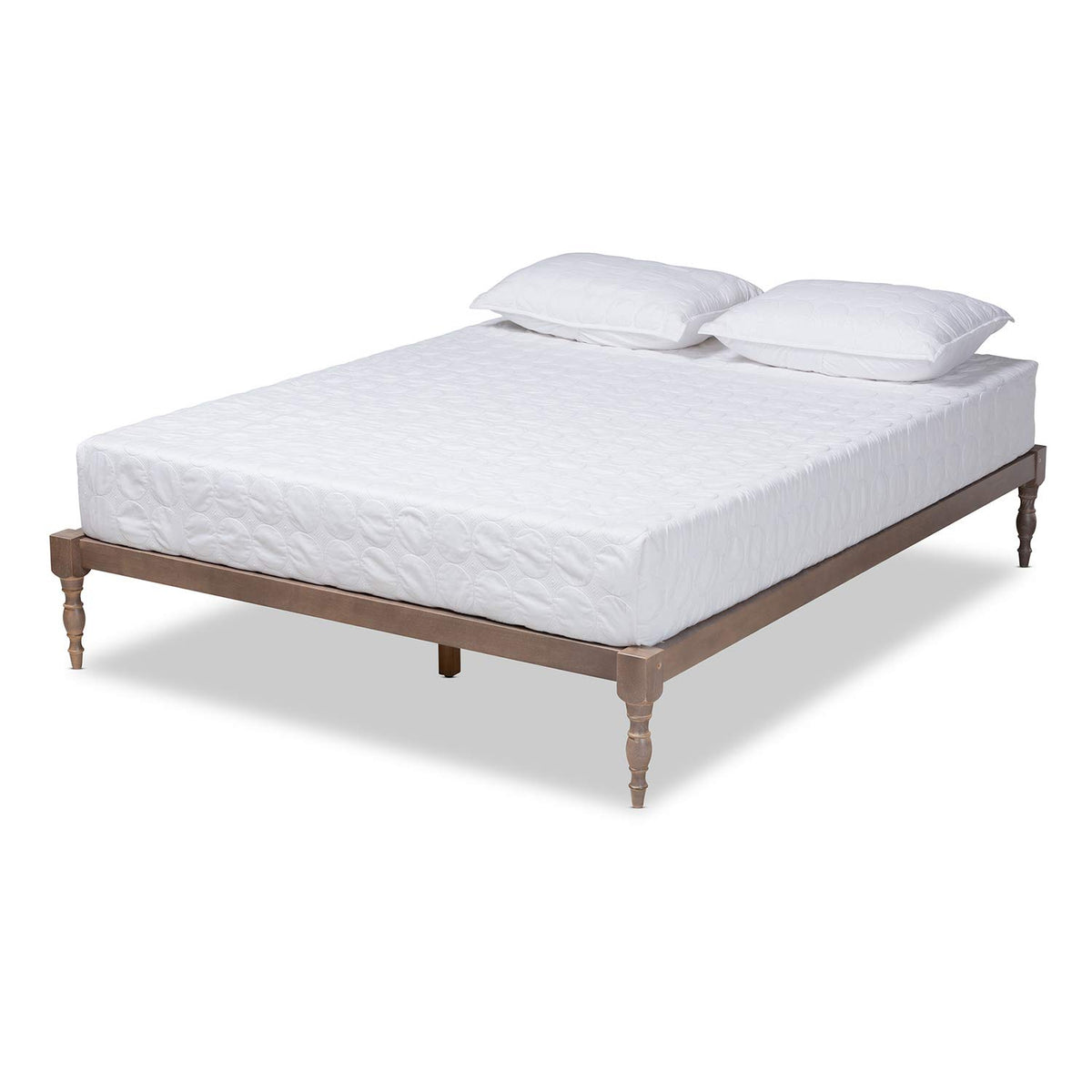 Baxton Studio Iseline Modern and Contemporary Antique Oak Finished Wood Queen Size Platform Bed Frame