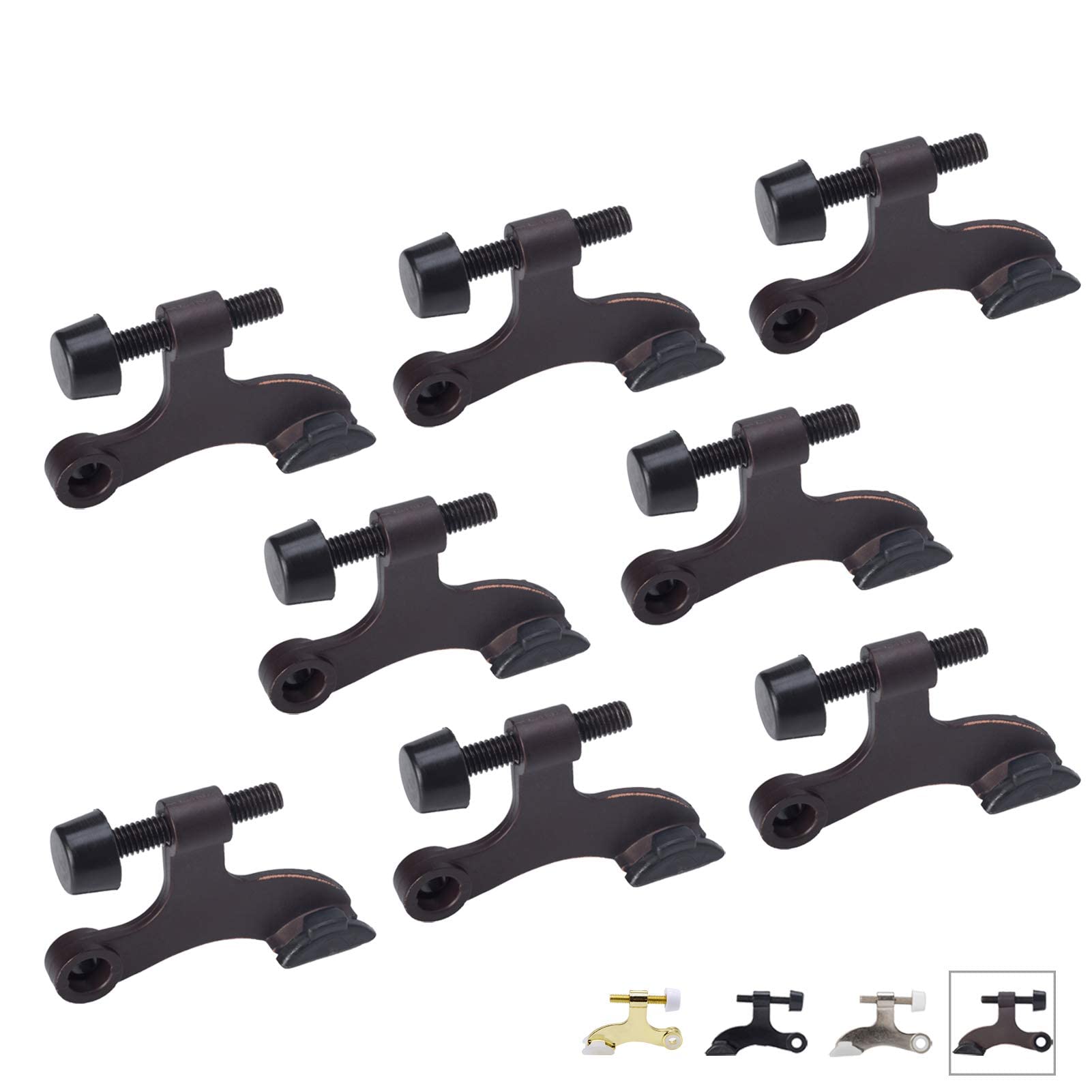 Enconker Hinge Pin Door Stopper Oil Rubbed Bronze 8 Pack, Adjustable Head Screw Heavy Duty Wall Protectors From Door Knobs, Door