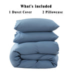 Overket Organic Cotton Duvet Cover Set - 400 Thread Count, King Size, Dusty Blue, Soft & Breathable 3 Piece Bedding Set