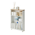 Yamazaki Home Rolling Slim Bathroom Utility Cart with Handle - Storage Shelf Narrow Organizer Rack Steel One Size White