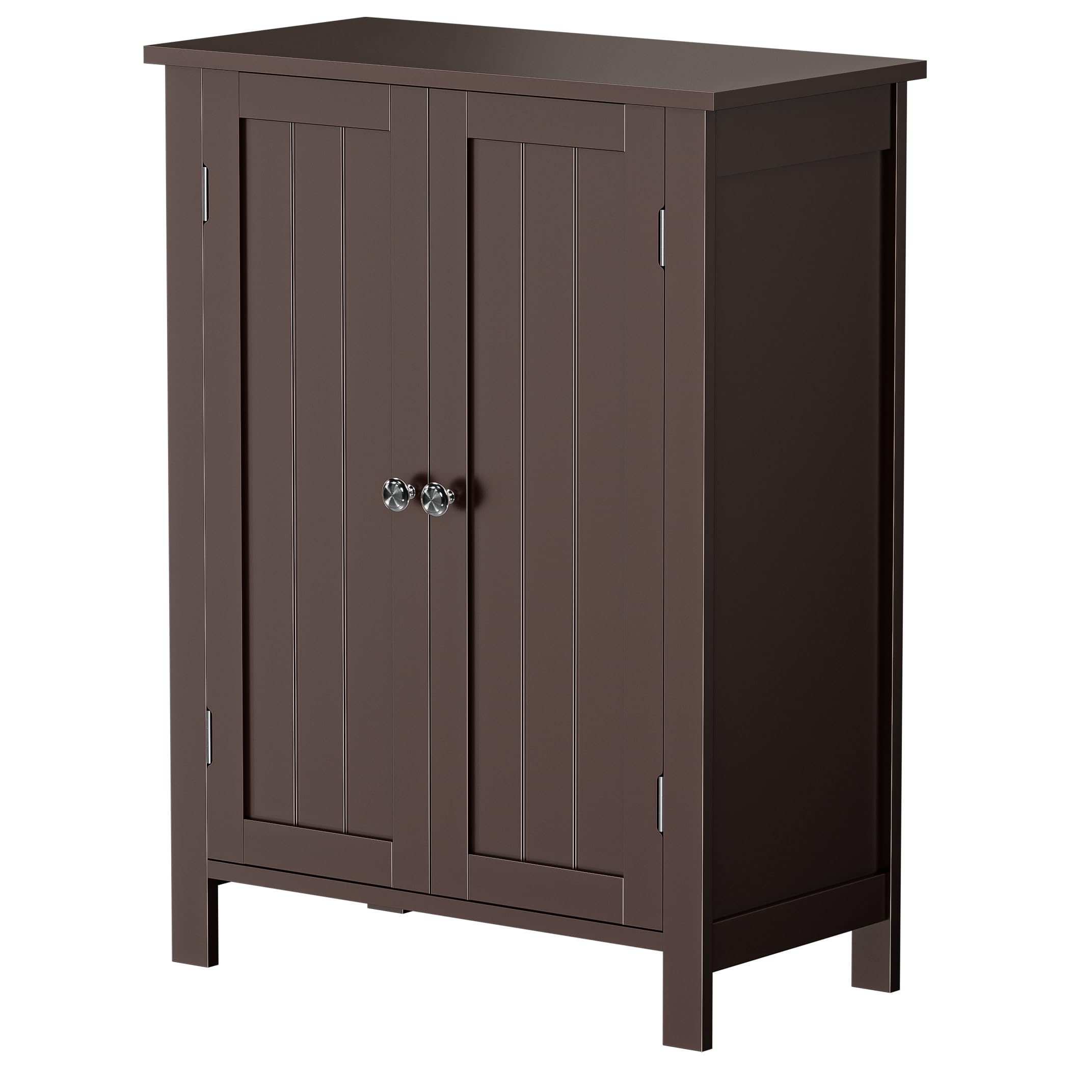 Super Deal Modern Bathroom Floor Storage Cabinet With Adjustable Shelf And Double Door Rust Proof, Living Room Modern Home Furniture Storage Organizer Cabinet, Brown