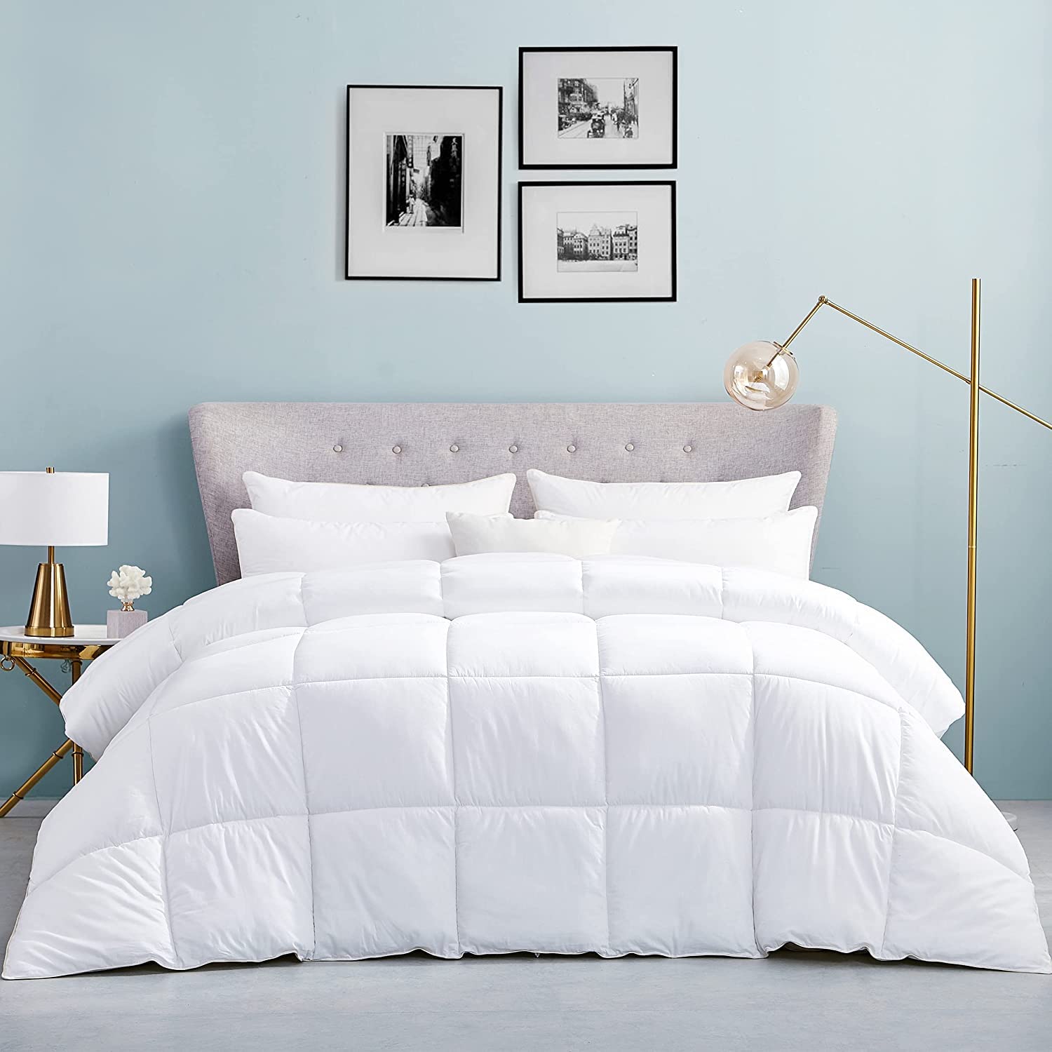 Luxurious Oversize California King Size Hard-To-Find 75 Oz Fill Weight Goose Down Alternative Comforter, 600 Thread Count 100% E