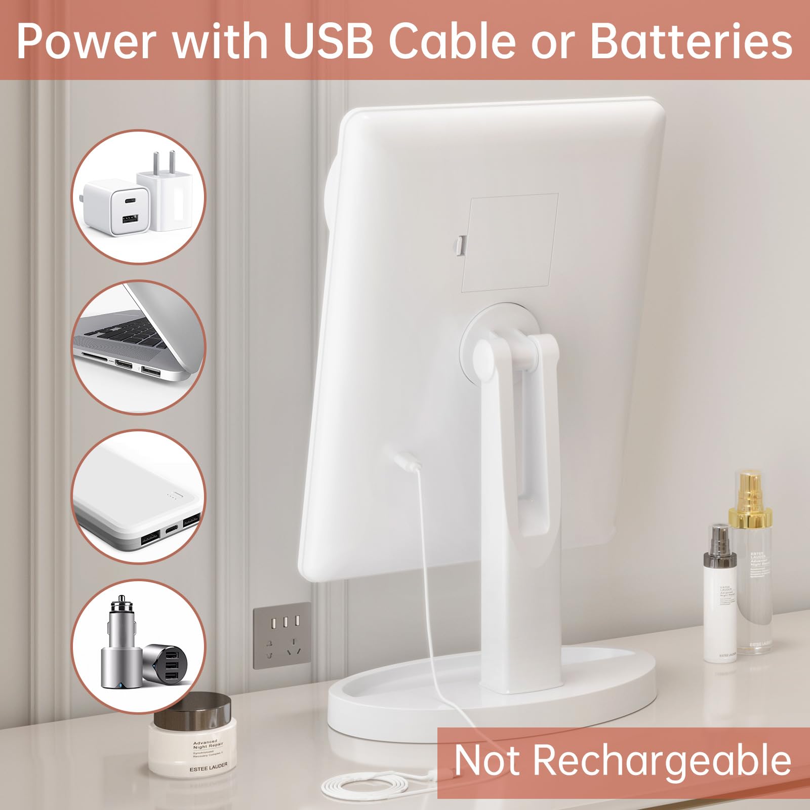 Funtouch Large Lighted Vanity Makeup Mirror (X-Large) With 35 Led Lights, Touch Screen Dimmable And 10X Magnification Dual Power