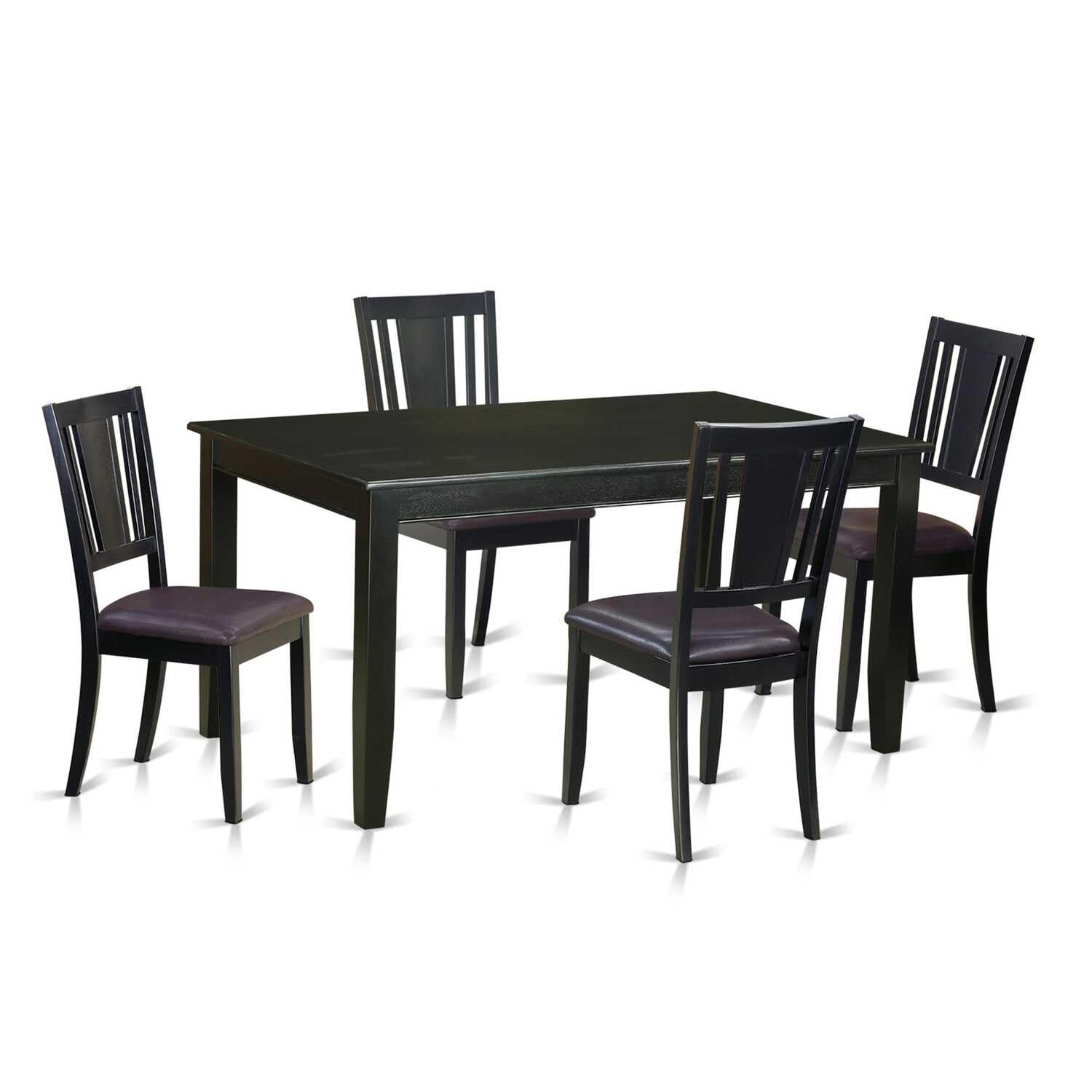 East West Furniture Dule5-Blk-Lc 5 Pc Dining Room Set-Dining Table And 4 Chairs For Dining Chairs