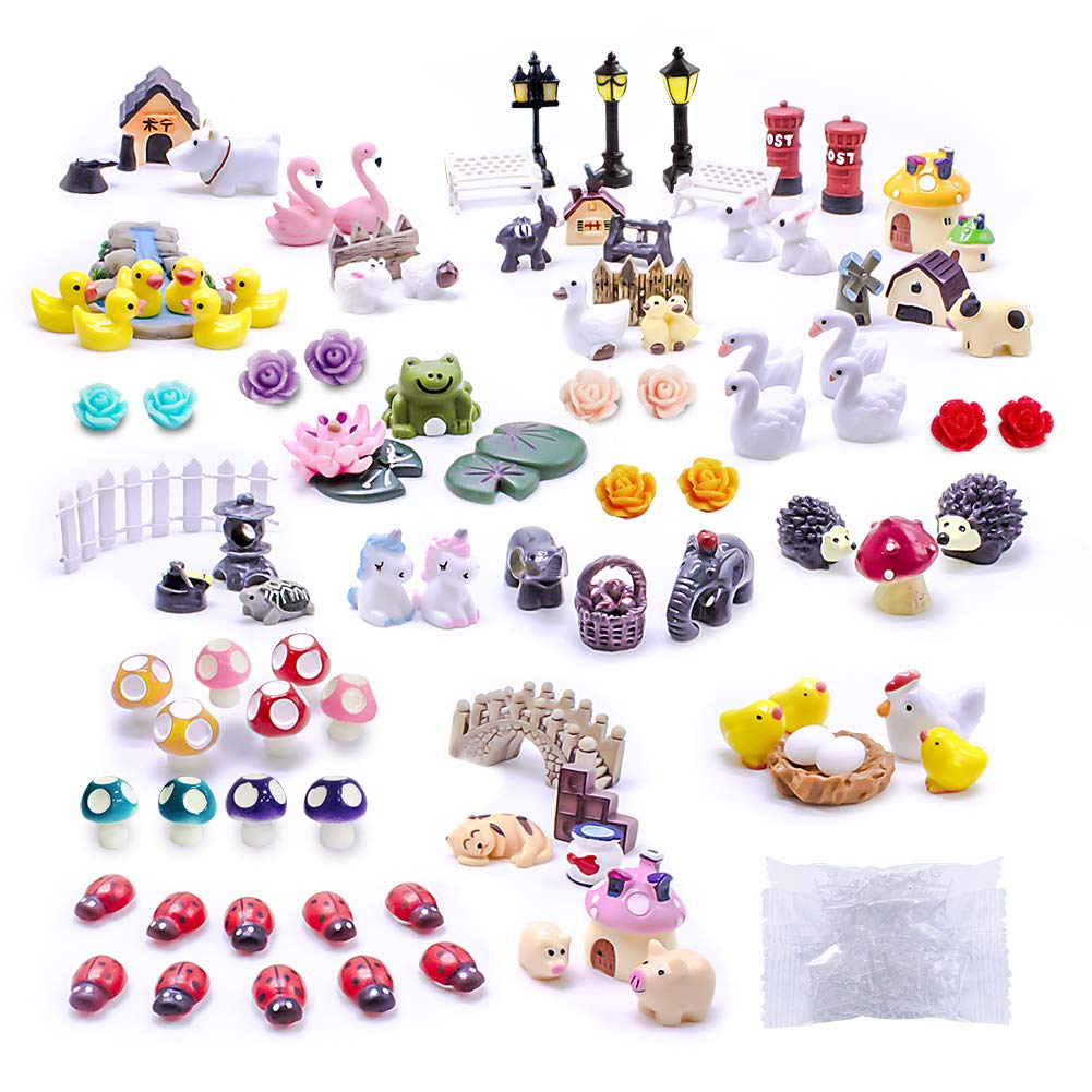 Dracarys Selected 100 Pieces Fairy Garden Accessories, Fairy Garden Kit, Fairy Garden Animals, Miniature Figurines, Micro Landsc