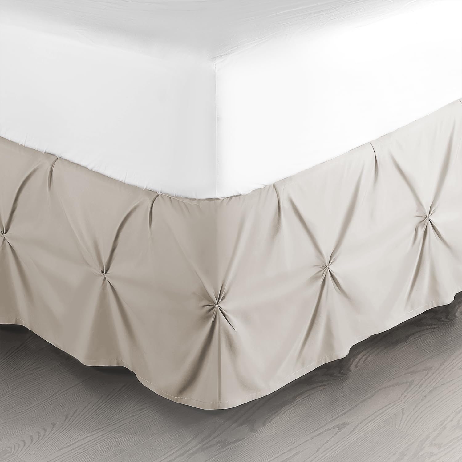 Nestl Linen Bed Skirt Twin Size, Pinch Pleat Twin Bed Skirt, 14' Inch Drop Twin Bedskirt, Hotel Quality Linen Bed Skirts, Premi