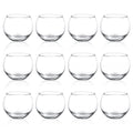 PINIWON 12pcs Clear Glass Tealight Candle Holder, Round Votive Candle Holders, Small Bowl Candle Holder Bulk for Wedding Table C