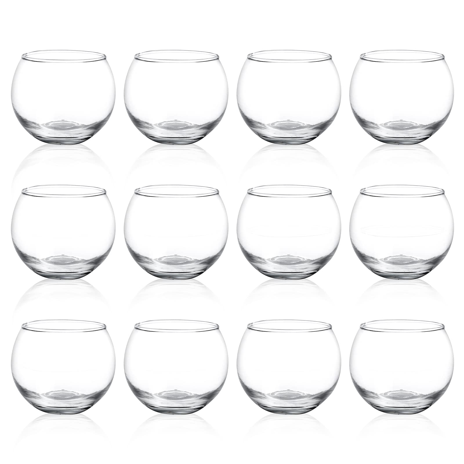 PINIWON 12pcs Clear Glass Tealight Candle Holder, Round Votive Candle Holders, Small Bowl Candle Holder Bulk for Wedding Table C