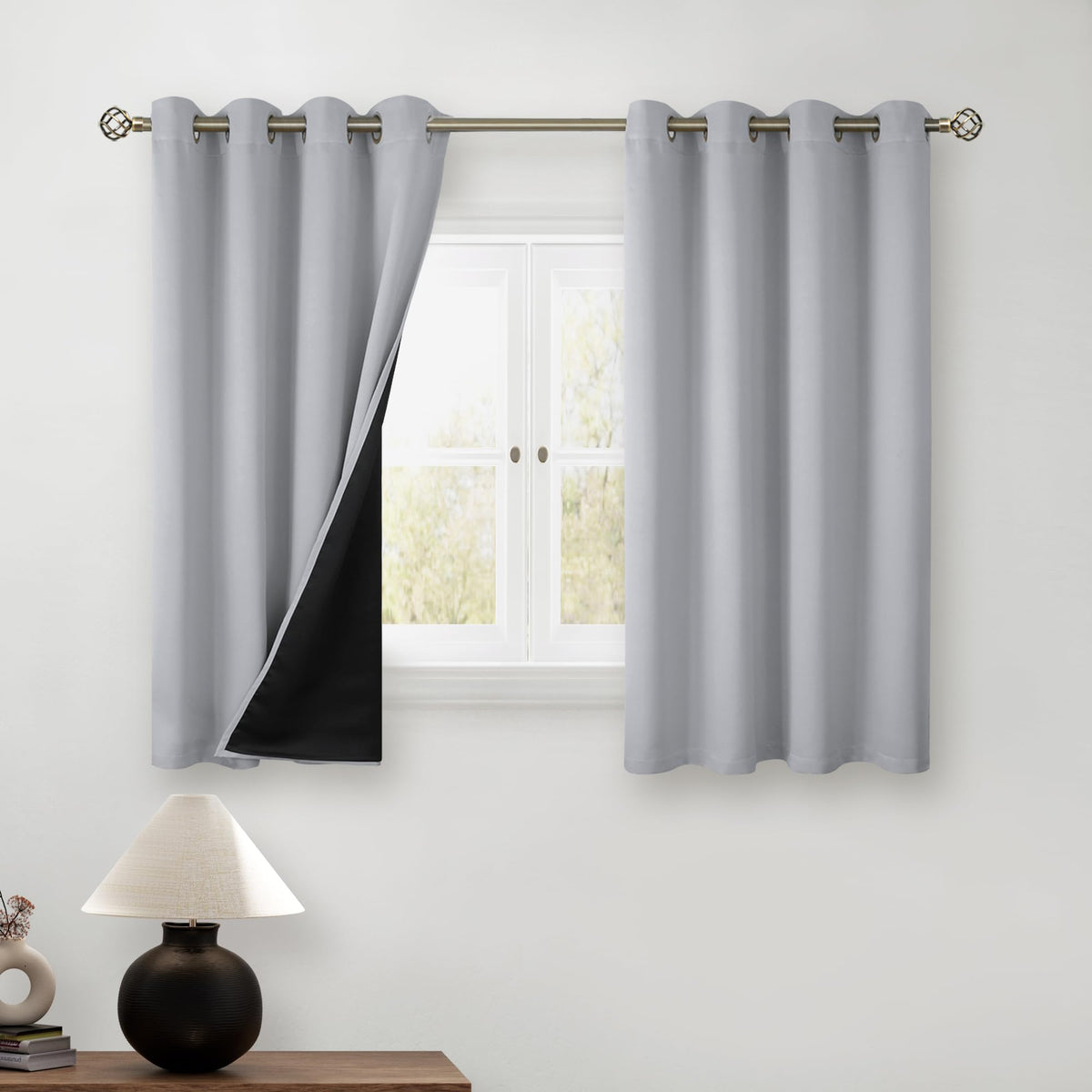 Bgment Short 100% Blackout Curtains For Bedroom, Thermal Insulated Energy Efficiency Noise Reducing Grommet Curtains 54 Inch Len