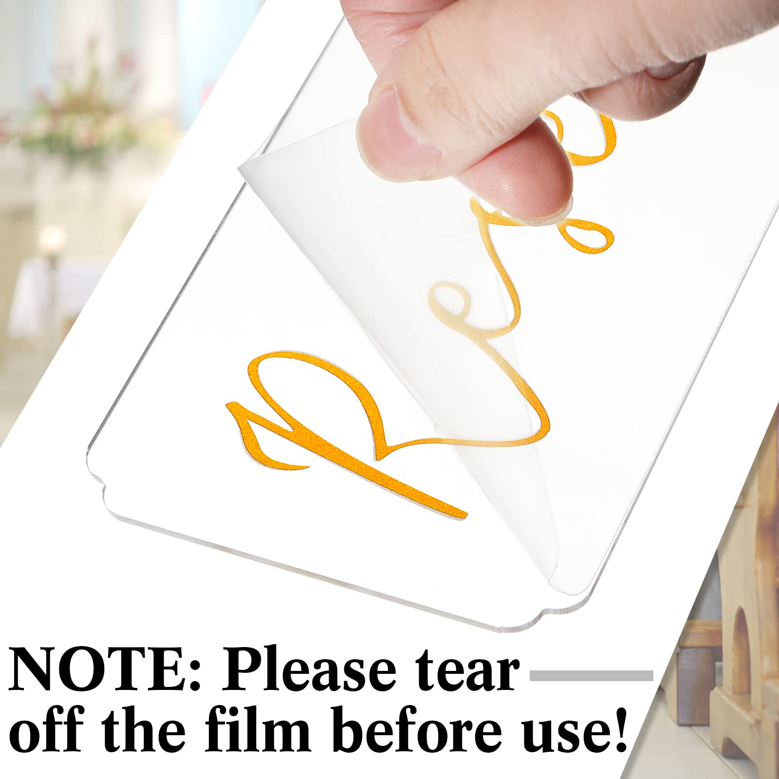 6 Pieces Reserved Signs For Wedding Chairs Acrylic Tag Reserved Signs Hanging Reserved Signs With Ribbon For Wedding Important E
