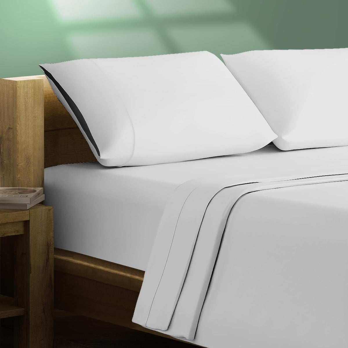 Texas Linen Co. 100% Organic Cotton Percale Sheets Queen Size - Cotton Percale Sheets Queen, 4 Piece Queen Percale Sheet Set, Pu