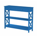 Convenience Concepts Oxford 1 Drawer Console Table with Shelves, Teal Blue