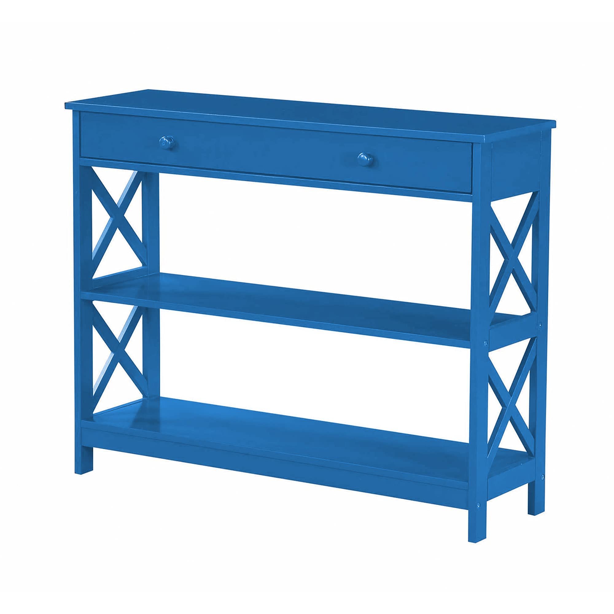 Convenience Concepts Oxford 1 Drawer Console Table with Shelves, Teal Blue