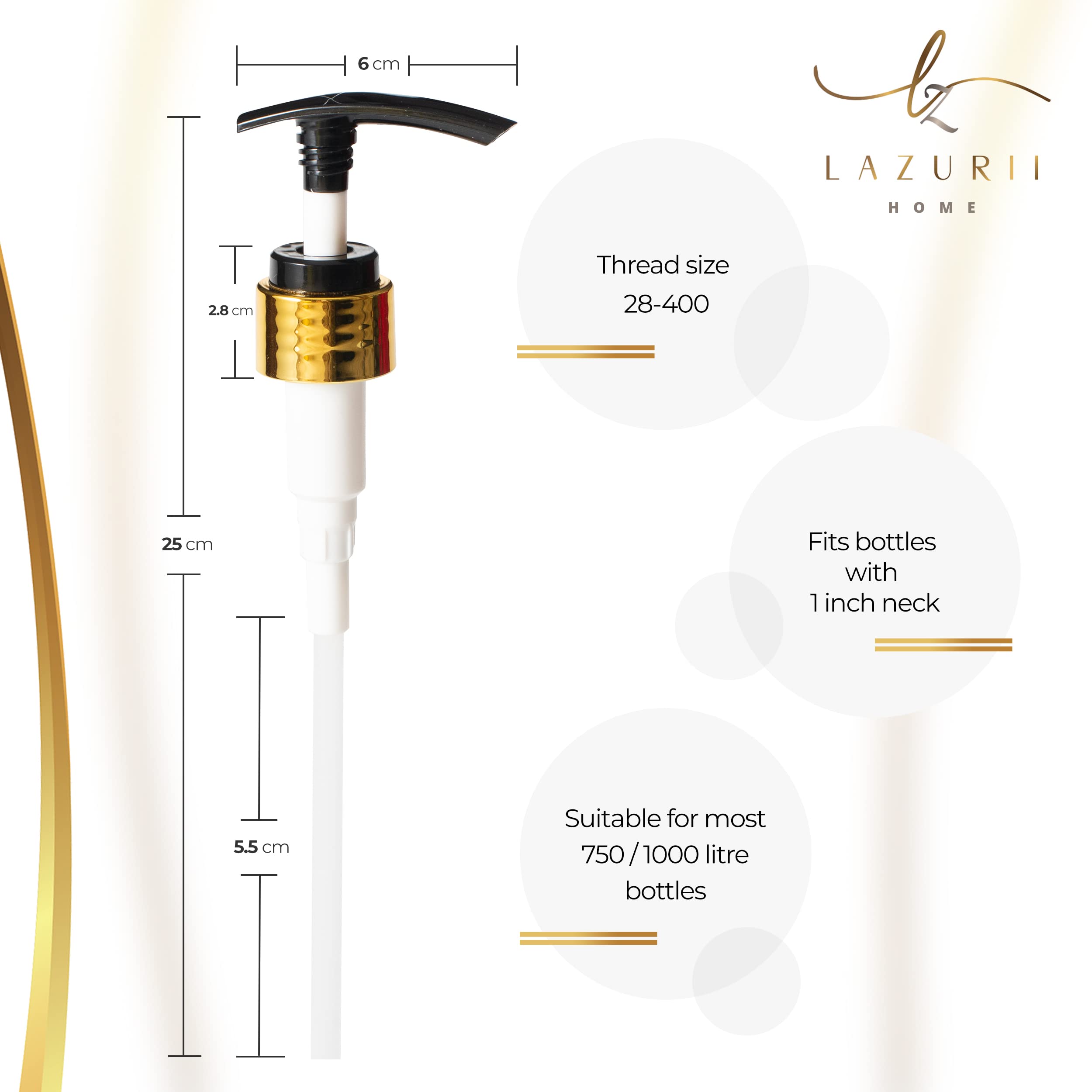 Dispenser Pump Replacement For Shampoo, Conditioner, Body Wash, Lotion 25Oz / 750Ml