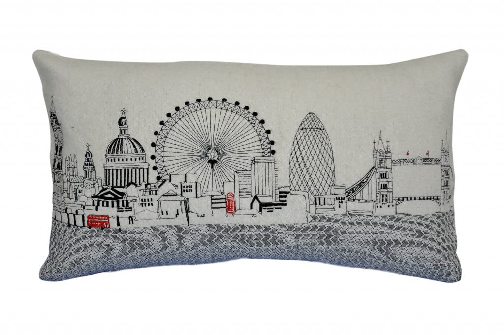 HomeRoots Cream 24' White London Daylight Skyline Lumbar Decorative Pillow