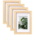 Egofine 5x7 Picture Frames Natural Wood Frames with Plexiglass, Display Pictures 3.5x5/4x6 with Mat or 5x7 Without Mat Set of 4 
