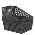 Ortodayes 3 Packs Grey Storage Baskets, Plastic Kitchen Organizing Bins