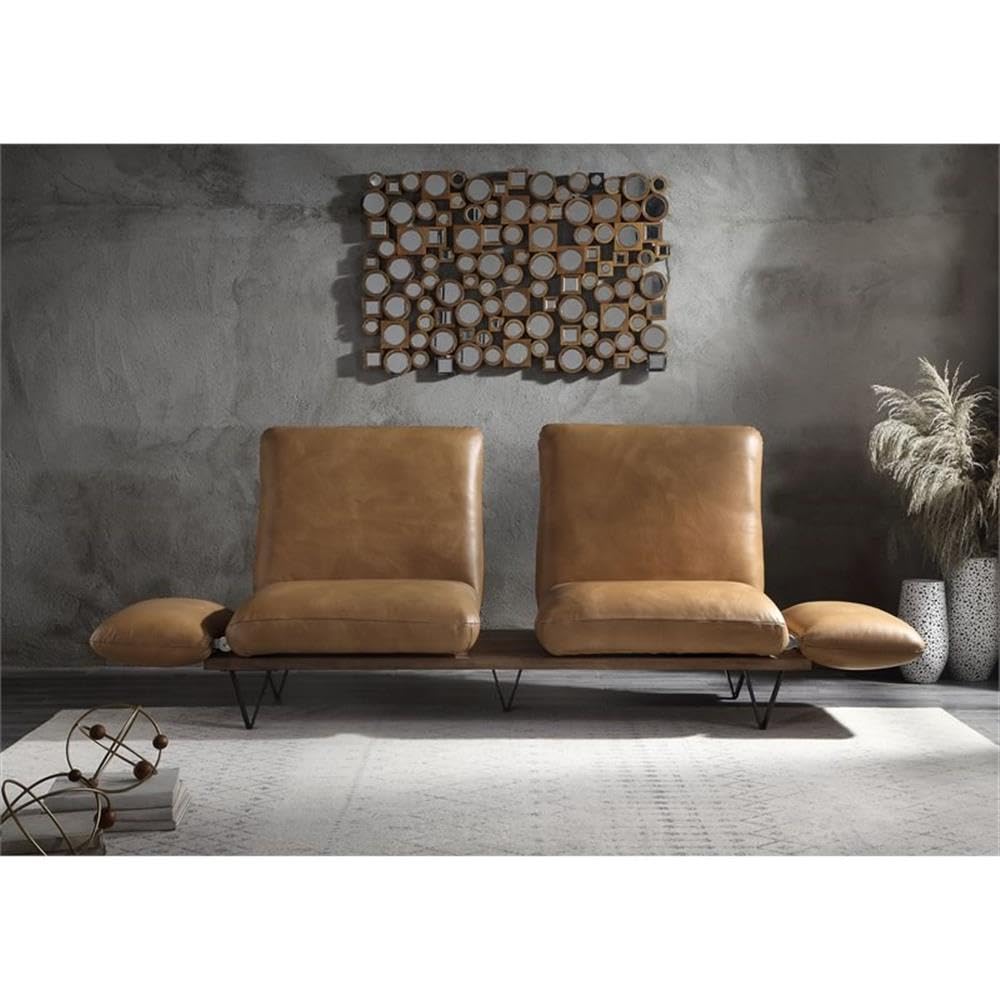 Acme Narech Top Grain Leather Sofa With Swivel In Nutmeg