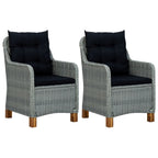 vidaXL Patio Lounge Set 3 Piece, Table and Chair for Balcony Garden, Patio Furniture with Cushions, Armchair, Modern Style, Poly Rattan Light Gray