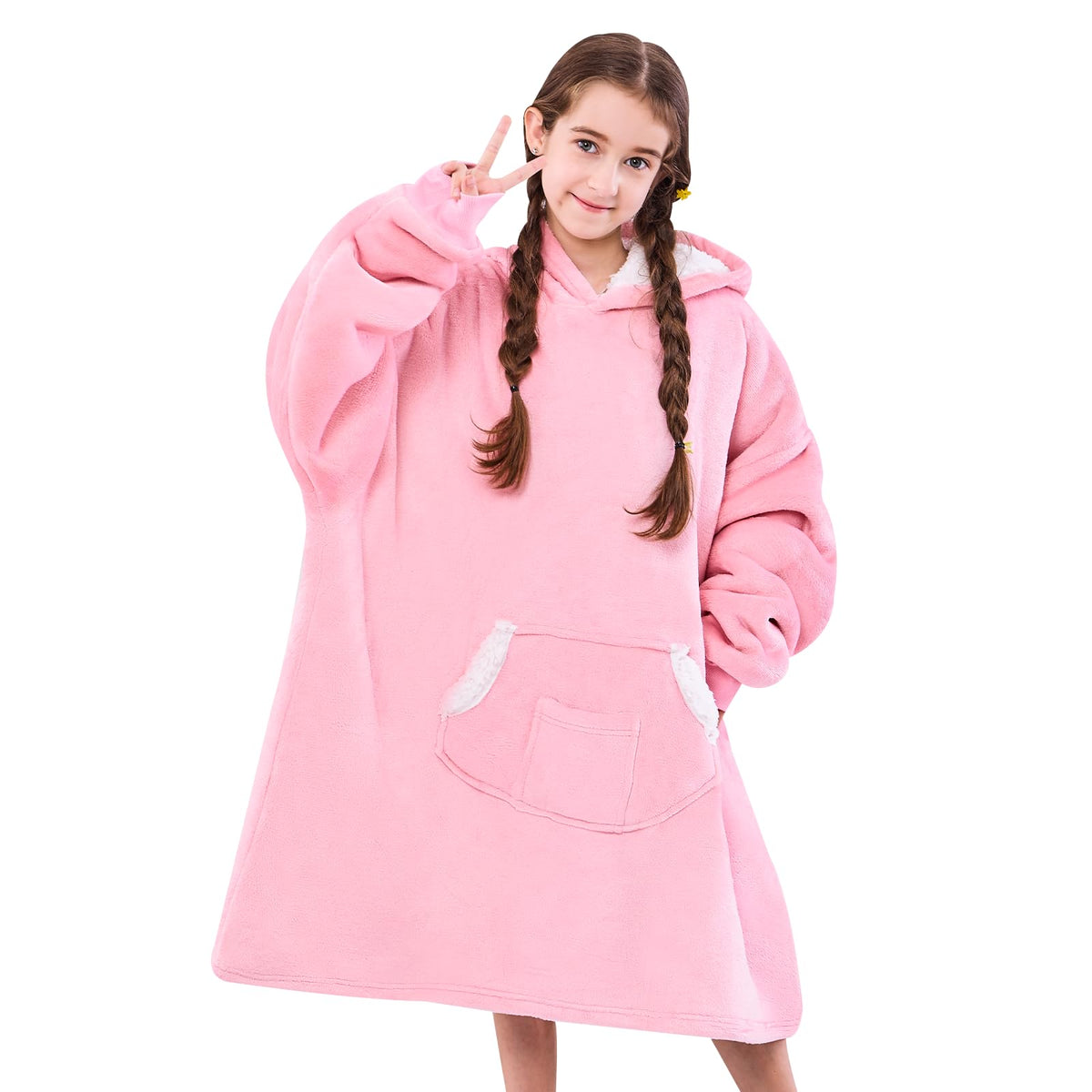 Nord Eco Wearable Blanket Hoodie For Kids, Blanket Hoodie For Kids With Hood And Pocket, Sherpa Oversized Cozy Blanket Sweatshir