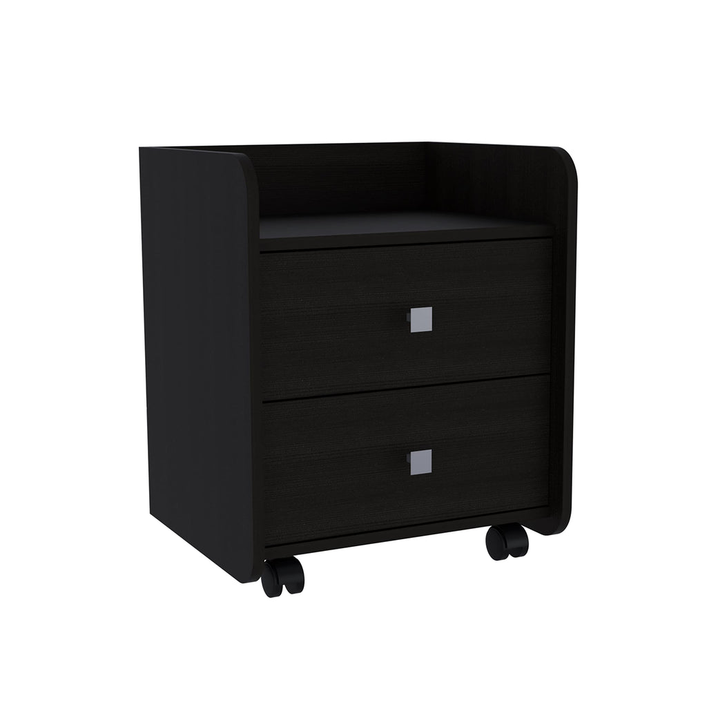 Marsella Nightstand, 2 Drawers, Superior Top, Metal Handle, Black Wengue for Bedroom