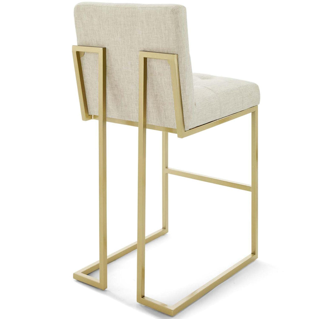 Modway Privy Stainless Steel Upholstered Fabric Bar Stool, Gold Beige