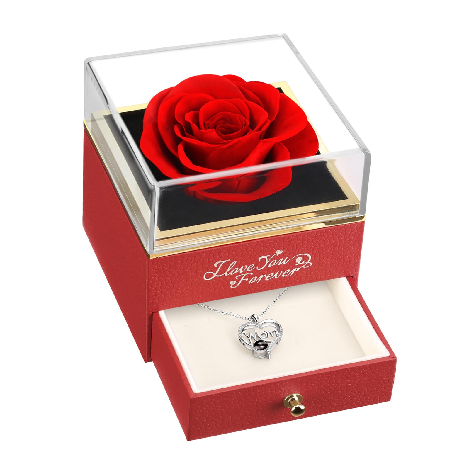Wildlove Birthday Gifts For Mom Forever Flowers Preserved Real Red Rose Gifts For Mom From Daughter, Son, Kids, I Love You Mom G