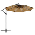 LeisureMod Willry Modern Outdoor 10 Ft Offset Cantilever Hanging Patio Umbrella With Solar Powered LED (Beige)