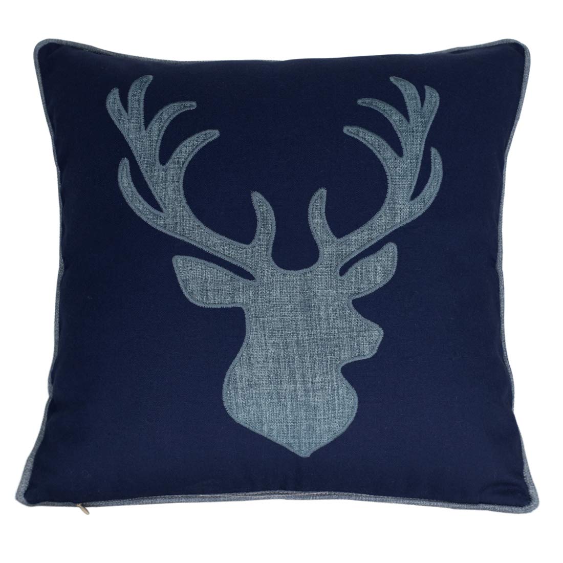 Millianess Cotton Pillow Case Decorative Deer Head Pillow Cover For Sofa Cushions Covers 18X18 Inches (Navy)