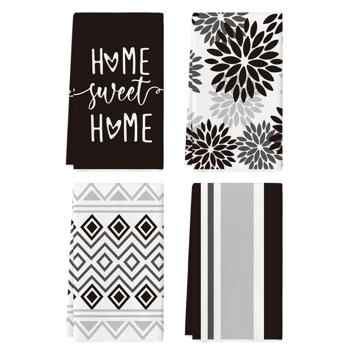 Artoid Mode Black Stripes Home Sweet Home Boho Halloween Kitchen Towels Dish Towels, 18x26 Inch Seasonal Decoration Hand Towels 
