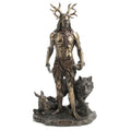 Veronese Design 11 3/4 Inch Tall Herne The Spirit Hunter of Windsor Forest Standing with Deer and Wolf Cold Cast Bronzed Resin S