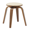Modern Wooden Dining Stool, Walnut Color in Light Taupe