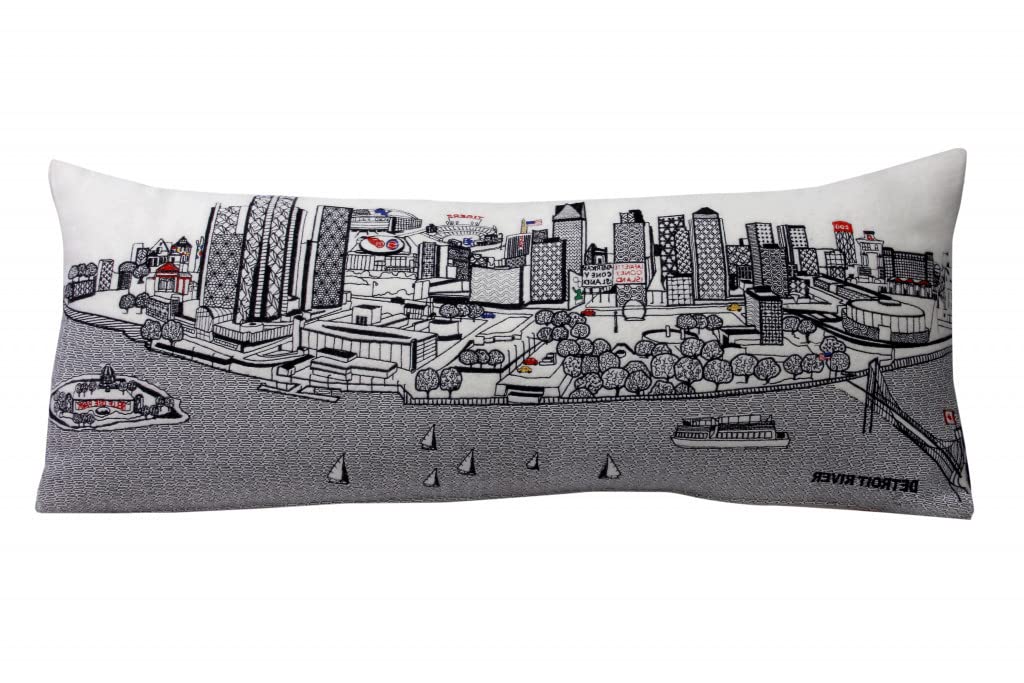 HomeRoots Cream 35' White Detroit Daylight Skyline Lumbar Decorative Pillow