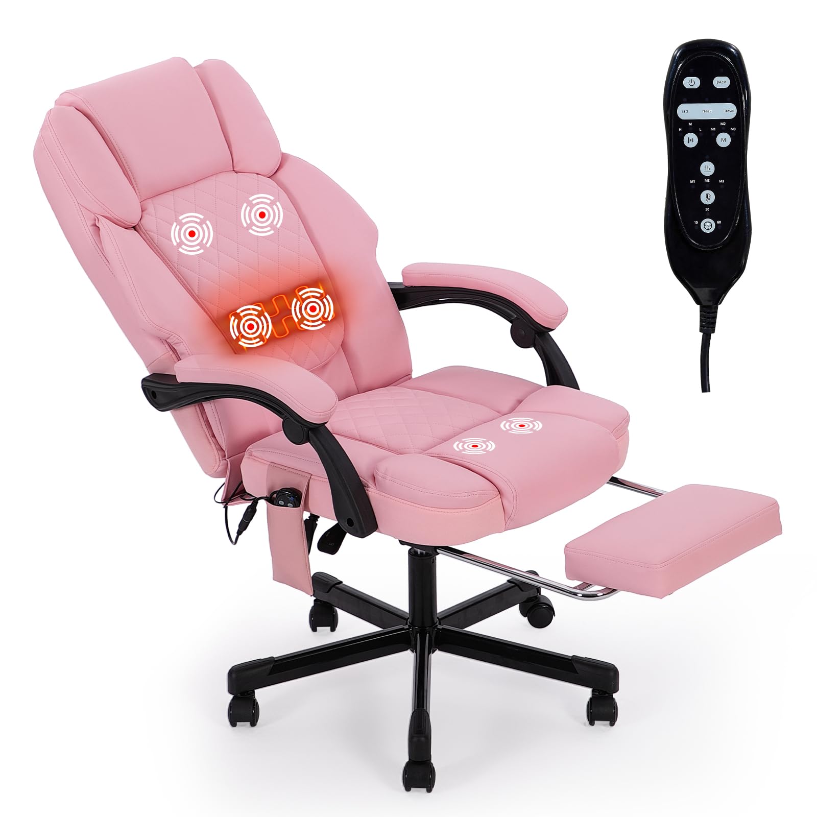 Massage Office Chair With Foot Rest,High Back & Heat, Executive Desk Chair,Big And Tall Office Chair 400Lbs, Comfortable Ergonom