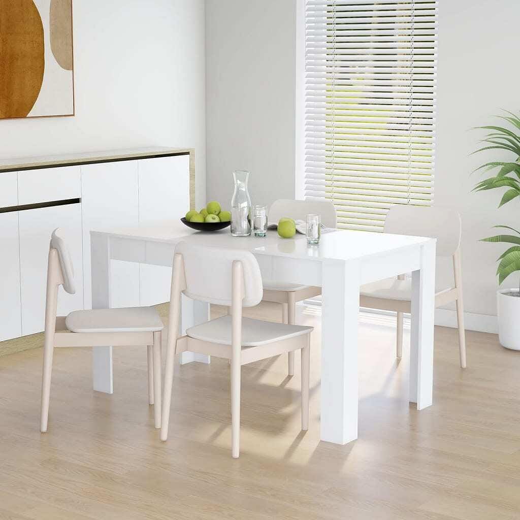 vidaXL Modern Dining Table in White -Rectangular Engineered Wood Table for Dining Room and Kitchen