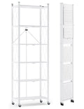 ALANNG 73.6 Inch Folding Bookshelf, 6 Tier Metal Bookcase and Bookshelves, Tall Shelves for Living Room Office Bedroom, Heavy Du