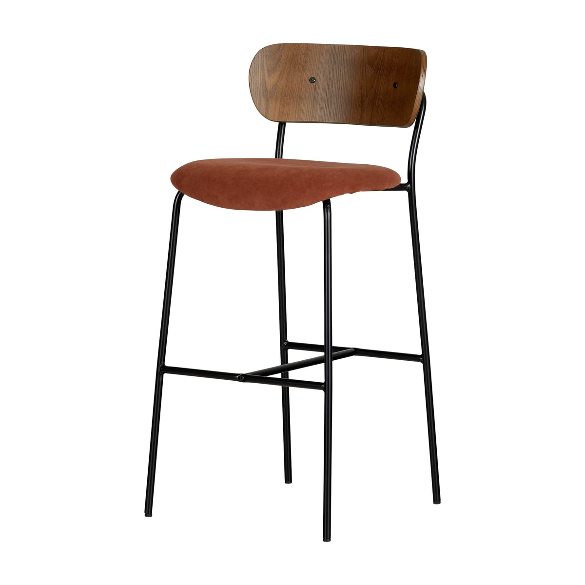 South Shore Hype Bar Stools – Set Of 2, Burnt Orange And Brown
