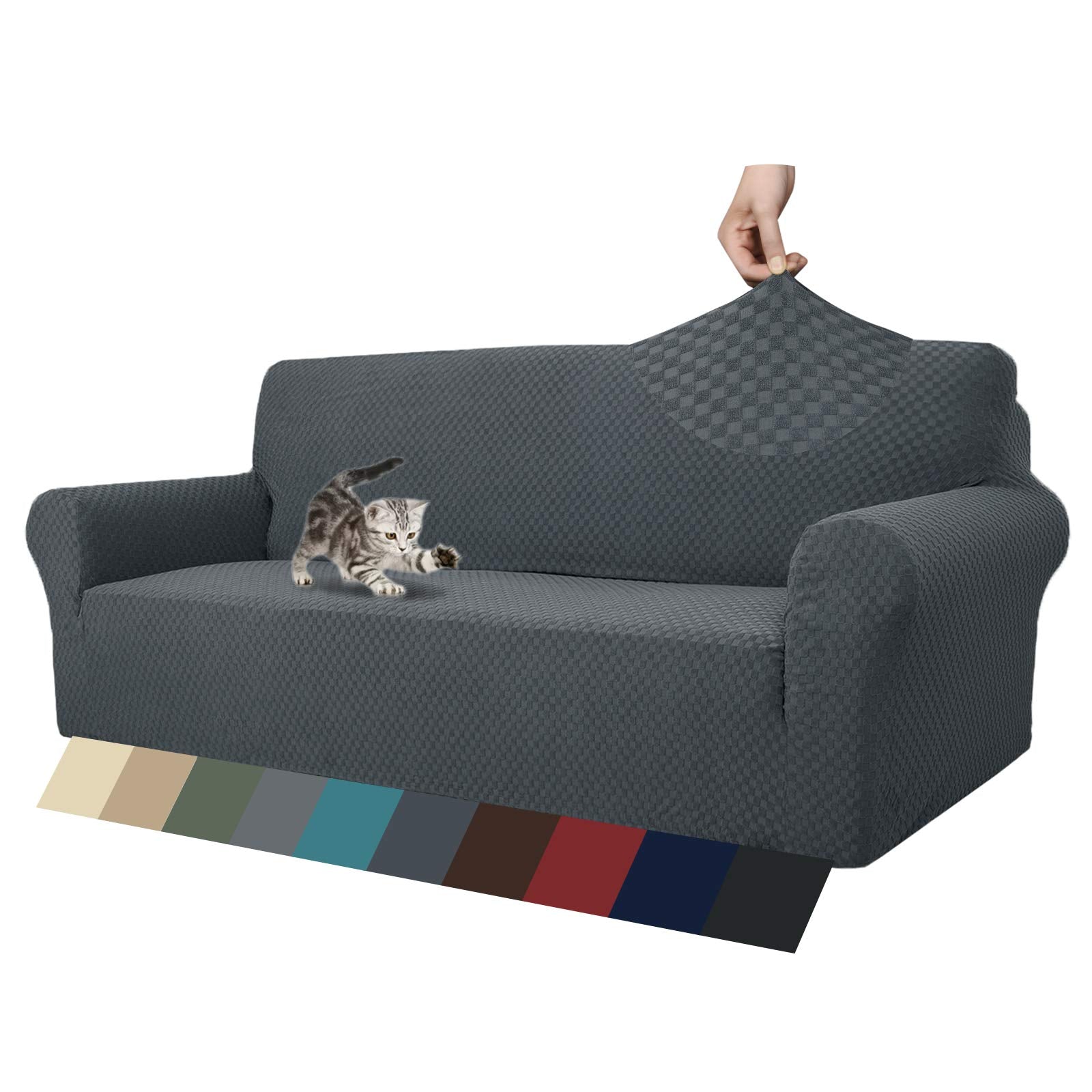 Znsayotx 1 Piece Jacquard Couch Covers For 3 Cushion Couch High Stretch Sofa Cover For Pets Dogs Anti Slip Extra Large Sofa Slip