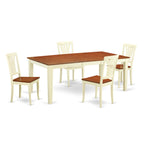 East West Furniture QUAV5-WHI-W 5 Piece Dining Room Table Set Includes a Rectangle Kitchen Table with Butterfly Leaf and 4 Dining Chairs, 40x78 Inch, Buttermilk & Cherry