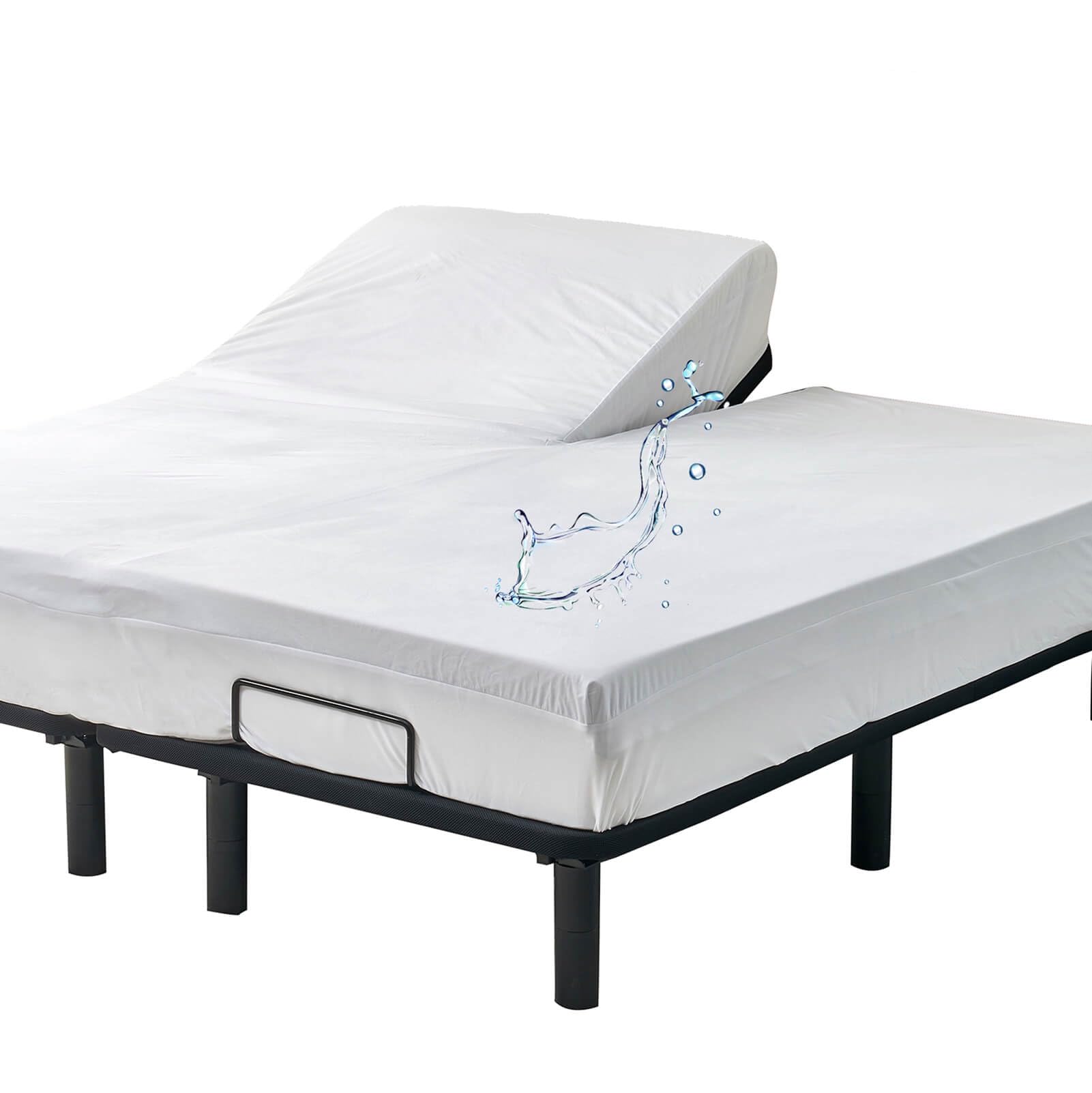 Split Top California King Mattress Protector For Adjustable Bed With Upper Flex Head Waterproof Ultra Soft Jersey Fitted Mattres