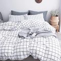Nanko Queen Duvet Cover Set Grid, 90X90 Soft Bedding Cover, Luxury Cool Lightweight Microfiber 3Pc Set (1 Cover 2 Pillowcase) Wi