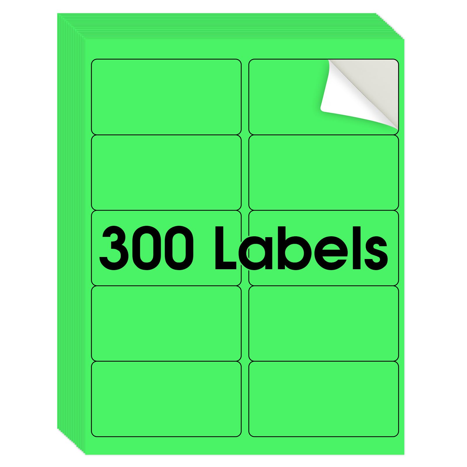 Maxgear 8-1/2 ' X 11 ' Neon Green Labels - Fluorescent Labels, For Inkjet Or Laser Printer, For Efficient Sorting And Organiza