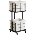 Gasvadivum 80L Vertical Laundry Sorter, 2 Tier Metal Rolling Laundry Basket