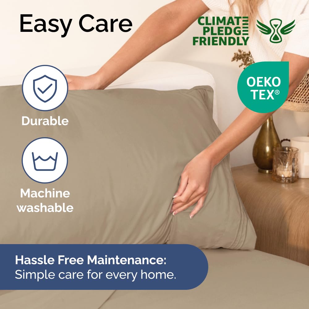 Extra Deep Pocket Cal King Sheets - 4 Piece Breathable & Cooling Bed Sheets - Hotel Luxury Bed Sheet Set - Soft, Wrinkle Free & Comfy - Easily Fits Extra Deep Mattresses - Deep Pocket Cream Sheets Set