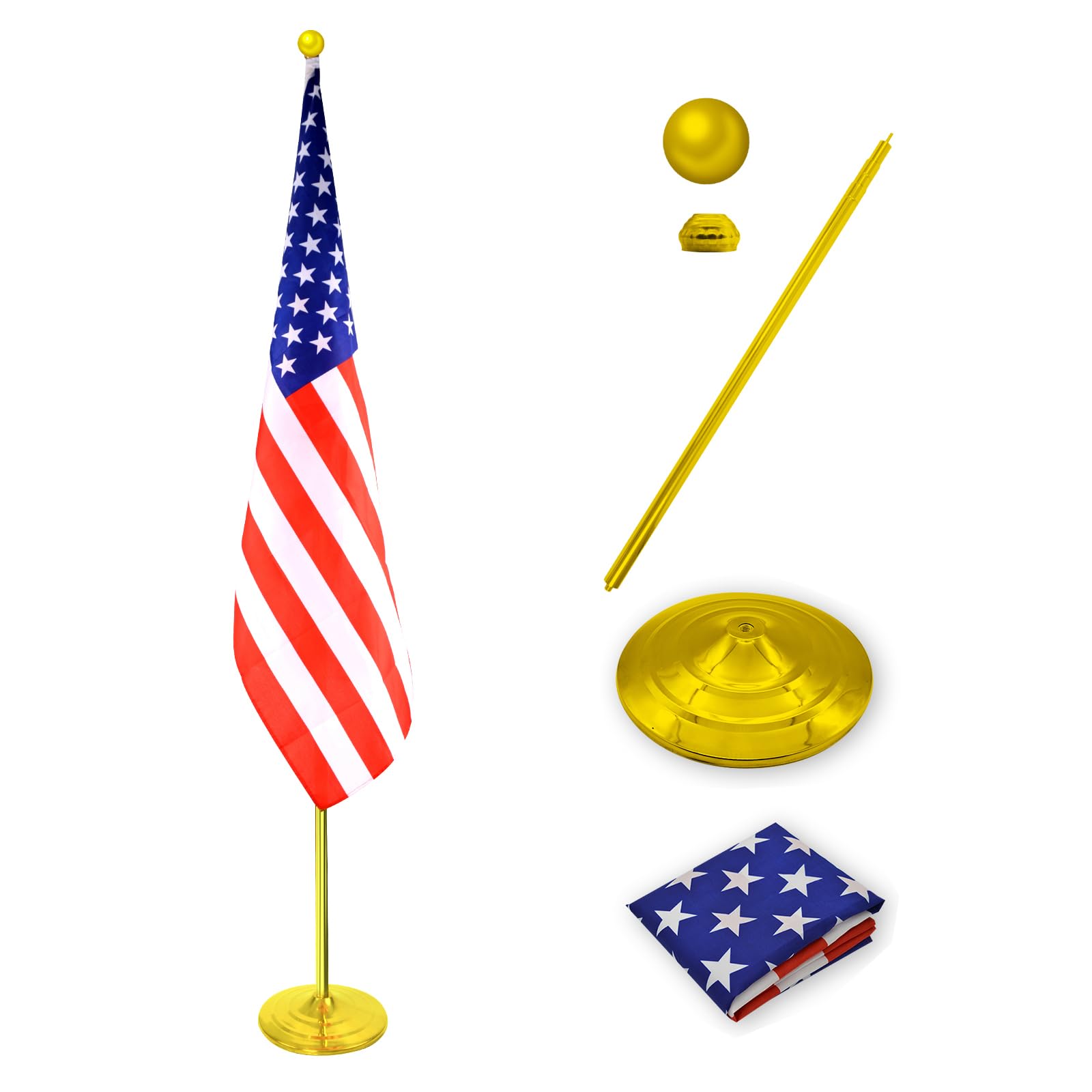 Wjtqtbt Indoor Flag Pole Kit With Weighted & Thickened Base 6-8Ft,Aluminum Commercial Indoor Flagpole For Office School City Hal