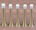 Kiseer 16 Pack Spring Door Stops 3 1/4' Flexible Heavy Duty Spring Door Stopper With Rustproof Screw Rubber Bumper Tips (Gold)