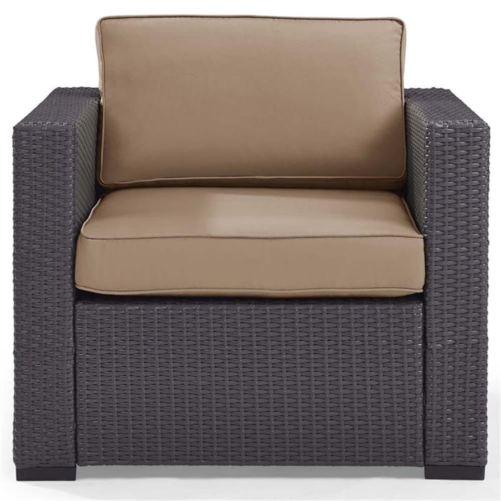 Crosley Furniture Biscayne Outdoor Chair, Wicker Patio Chairs for Porch, Deck, Balcony, Backyard, Brown with Mocha Cushions