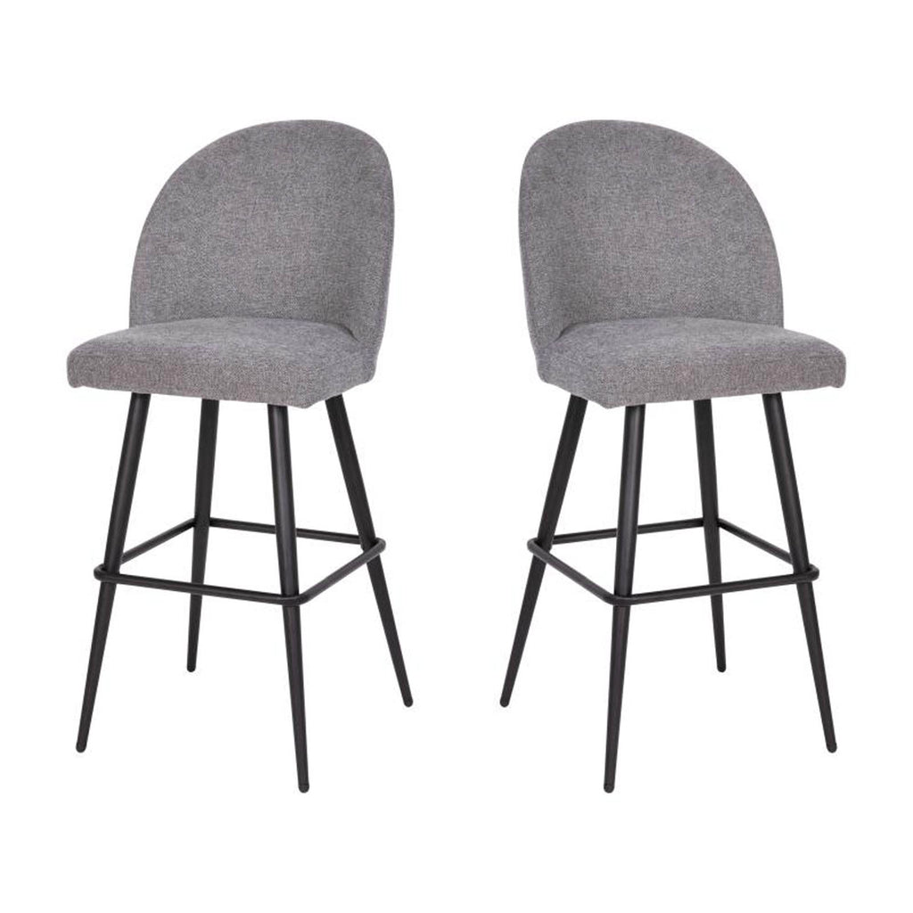 Flash Furniture Lyla Commercial Grade Modern Armless Barstools - Gray Faux Linen Upholstery - 30" Barstool - Contoured Backrest - Steel Frame & Footrest - Set of 2