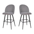 Flash Furniture Lyla Commercial Grade Modern Armless Barstools - Gray Faux Linen Upholstery - 30" Barstool - Contoured Backrest - Steel Frame & Footrest - Set of 2